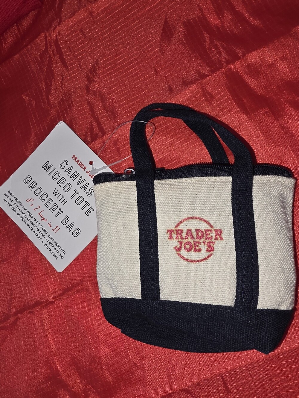 Set Of 3 Trader Joe's Canvas Micro Tote w/Grocery Bag - Picture 3 of 5